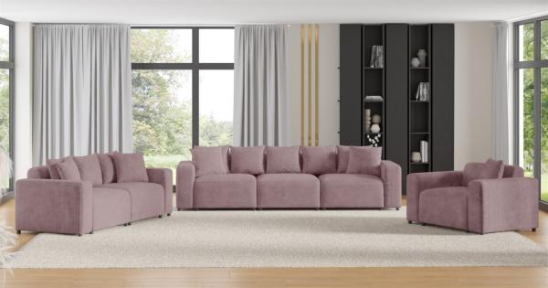 Sofaset Designersofas MEGAN 3-2-1 in Stoff Poso Altrosa