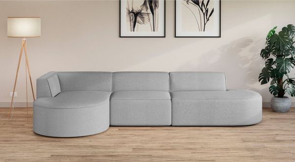 andas Ecksofa Ecksofa EIVIND mit Ottomane rechts/links, Maße: B/H/T 343/159/72 cm, L-Form mit Wellenunterfederung, auch in Feincord und Bouclé