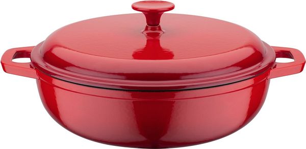 GSW Schmortopf Red Shadow, Gusseisen, Dunstzapfen im Deckel zum Garen im eigenen Saft, Induktion, Ø 30 cm