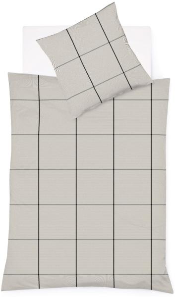 Fleuresse Lech Edelflanell Bettwäsche 200x200 Karo steingrau silber 604311-11