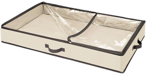 mDesign Unterbettkommode Bettkasten Aufbewahrung Wäschesortierer Creme / Braun