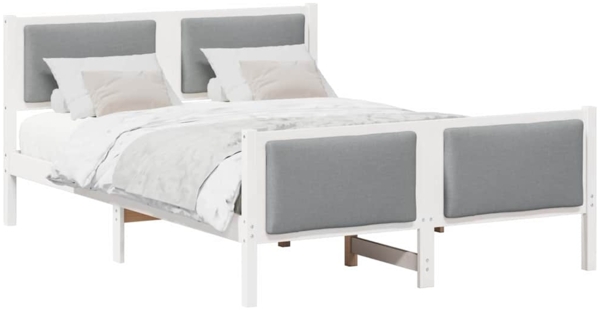 vidaXL Bettrahmen mit Kopfteil Hellgrau 135 x 190 cm Stoff 878343 Bild 2