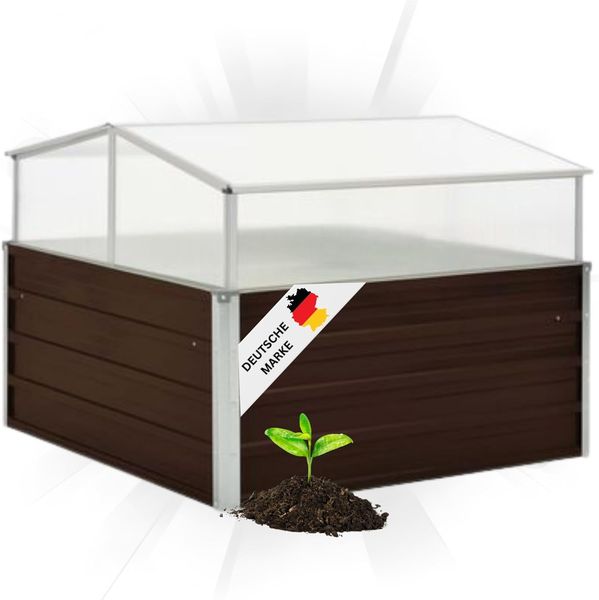 Garten Gewächshaus klein LINA braun Stahl HxBxT 85x100x100cm Treibhaus Tomatenhaus Frühbeet Pflanzenhaus Hochbeet