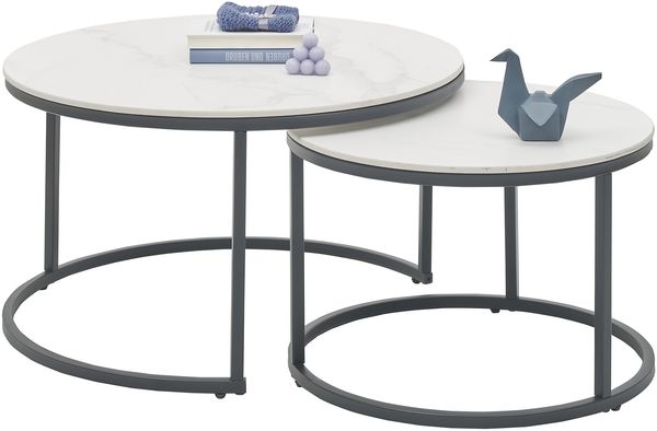 Couchtisch >Gino< (2er Set) in weiß, Keramik - 42x80cm (HxD)