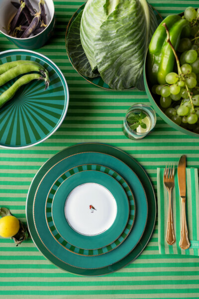 Pip Studio Mini-Tortenplatte Love Birds Stripes Emerald Grün (24cm) 51.018.161 Bild 3