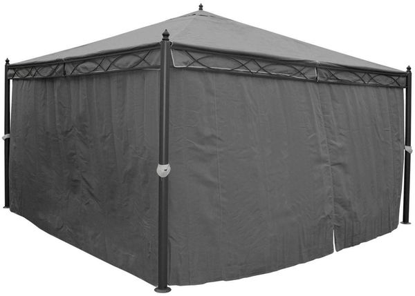 Pergola Cadiz, Garten Pavillon, stabiles 7cm-Gestell mit Seitenwand + Moskitonetz ~ grau 4x4m Bild 2