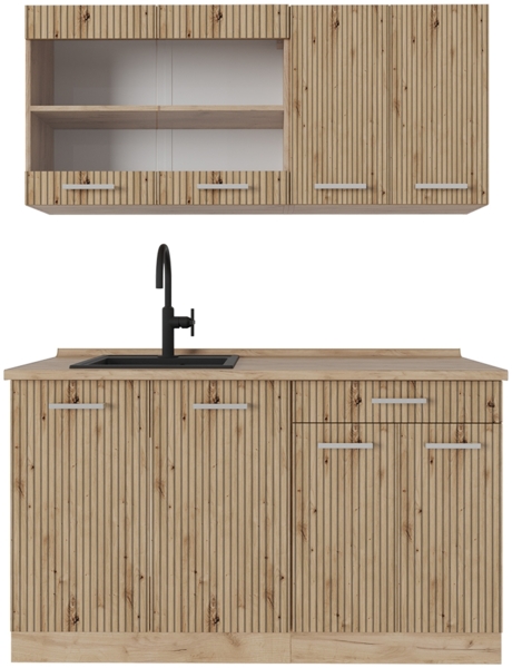 Küchenzeile R-Line Artisan-Eiche/Goldkraft Eiche 140 cm , AP Eiche Vicco