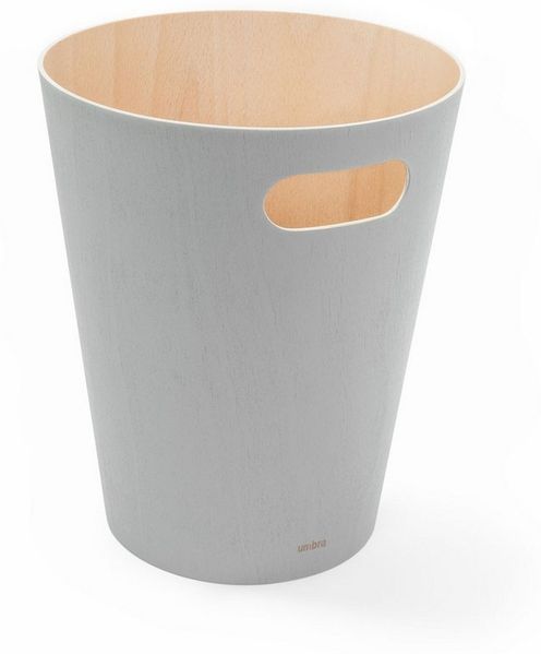 Umbra Woodrow Abfalleimer, Mülleimer, Kosmetikeimer, Badeimer, Papierkorb, Holz, Grau, 7,5 L, 082780-918