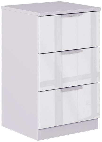 Nachttisch Fino Weiß Hochglanz 37.6 x 61.8 cm mit 3 Schubladen Vicco