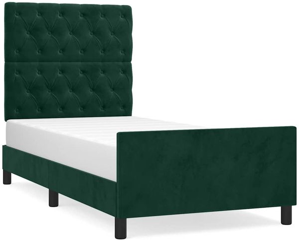 Einzelbettgestell Design für Erwachsene ohne Matratze Dunkelgrün 80x200 cm Samt d4790e