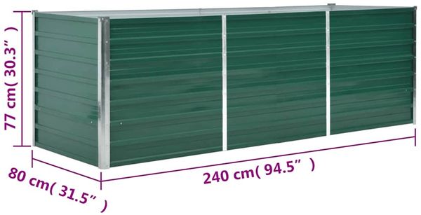 vidaXL Garten-Hochbeet Verzinkter Stahl 240x80x77 cm Grün 44841 Bild 8