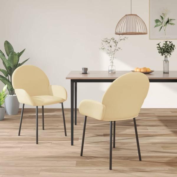 Esszimmerstühle 2 Stk. Creme Samt [344772]