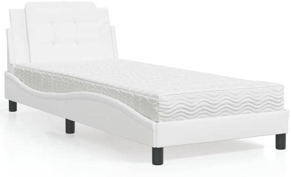 vidaXL Bettgestell ohne Matratze "Zadar" Weiß 100x200 cm Kunstleder 3208846