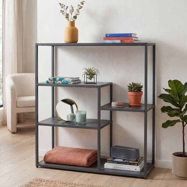 Regal HWC-P98, Wohnregal Standregal Ablageregal, Industrial Metall 80x80x30cm ~ anthrazit
