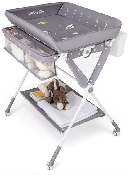 COSTWAY Wickeltisch (1-tlg), 3in1 Wickelkommode, mit Rollen, klappbar