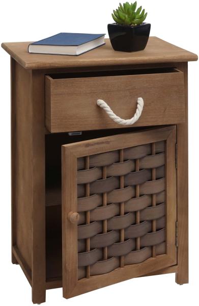 Kommode HWC-K83, Schrank Schubladenschrank, Holz 55x39,5x28,5cm ~ dunkelbraun, Polyrattan dunkelbraun