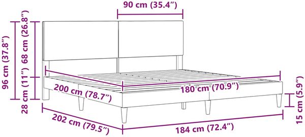 vidaXL Bettrahmen mit Kopfteil Hellgrau 180 x 200 cm Cordstoff 42027740 Bild 9