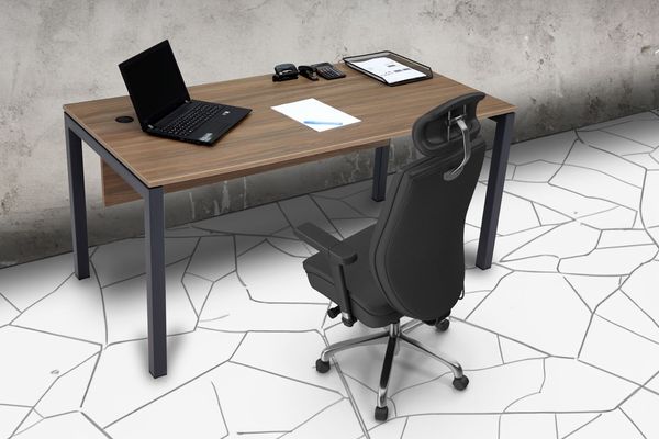 Schreibtisch Tetra, 160 x 80 x 75 cm, Nussbaum Dekor/anthrazit RAL 7016 inkl. Kabelkanal