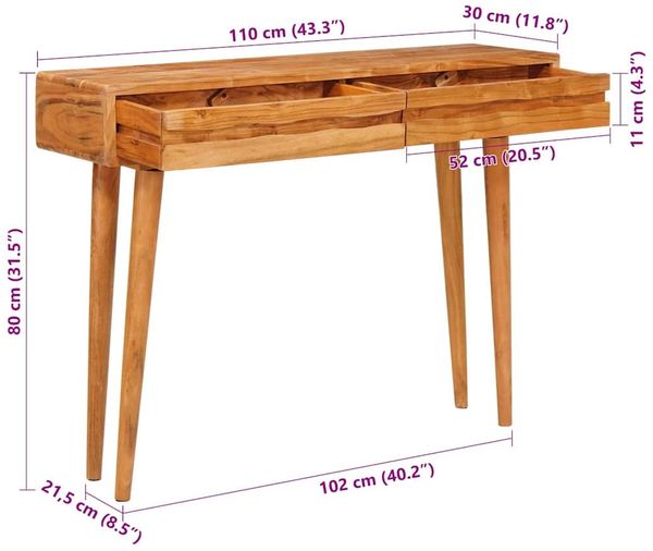 vidaXL Konsolentisch Braun 110 x 30 x 80 cm Massivholz Akazie 42003318 Bild 12