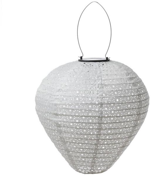 MARELIDA LED Lampion Solar Gartenlampion Ballon Blumenmuster weiß D:30cm Balkon Terrasse, LED Classic, warmweiß (2100K bis 3000K)