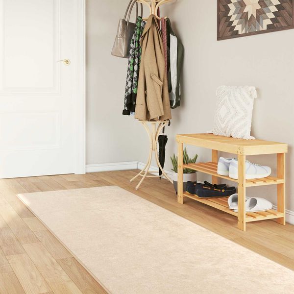vidaXL Teppichläufer MARSA Creme 100 x 300 cm Polyester und PVC 42023064