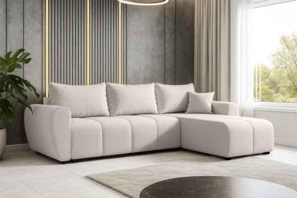 AX LIVING Eckcouch mit Schlaffunktion Malatya L Mini Ecksofa Beige R Bild 1