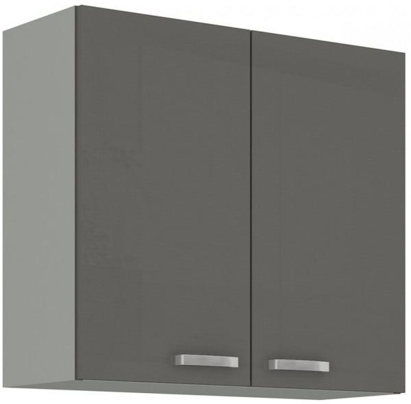 Küchen Hängeschrank 80 Hochglanz Grau Küchenzeile Küchenblock Küche Grey Bianca