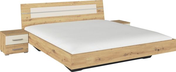 rauch Bettanlage Doppelbett Futonbett BURANO in schwebender Optik, (Set, 3-tlg), und abgesetztem Kopfteil mit 2 Nachttischen MADE IN GERMANY