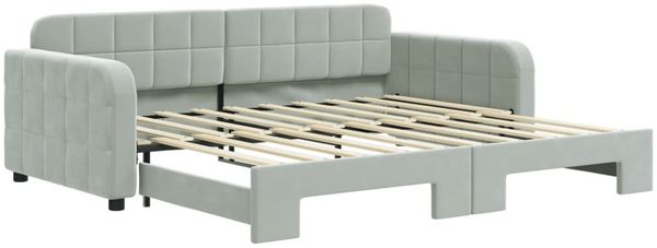 vidaXL Tagesbett Ausziehbar Hellgrau 90x190 cm Samt 3196942 Bild 2