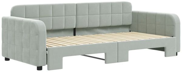 vidaXL Tagesbett Ausziehbar Hellgrau 90x190 cm Samt 3196942 Bild 3