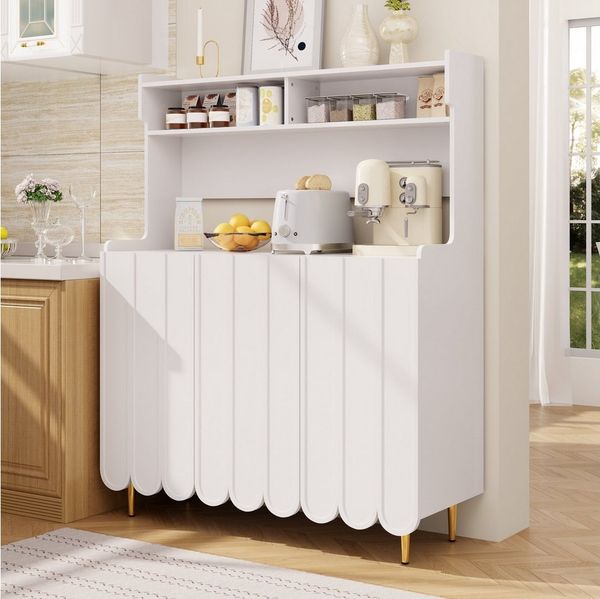 Odikalo Küchenbuffet Küchenschrank Sideboard Buffetschrank (Sideboard (120 x 40 x 151 cm), Anrichte Küche, moderner und schlichter Stil, offenes Ablageregal-Design, das einen aufgeräumten Küchen- und Essbereich schafft)