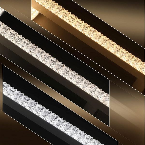 ZMH LED Deckenleuchte Whonzimmer Dreifaches Quadratisches Design Kristall Innen Lampe 82W, Dimmba/mitFernbedienung, LED fest integriert, Warmweiß-Neutralweiß-Kaltweiß, mit Fernbedienung für Schlafzimmer Büro Küche
