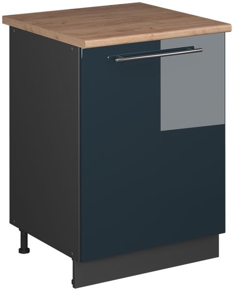 Spülenunterschrank Fame-Line Dunkelblau Hochglanz/Anthrazit 60 cm Vicco