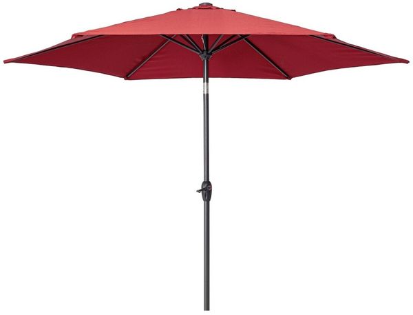 Sonnenschirm Efilaka aus Metall, modern neigbar, Ø 270 cm, burgunderrot, winddichter Kamin