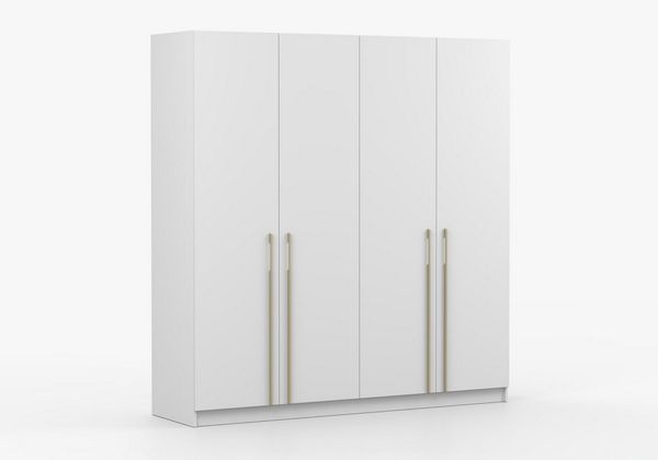 imoebel24 Drehtürenschrank ROSA 4D 200 cm - Schwarz / Gold