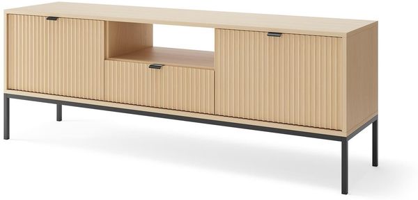 Bettso 'Nova' RTV-Schrank mit 2 Türen und Schublade, geriffelte Fronten, Holzwerkstoff Vicenza Eiche 83 x 39 x 154 cm