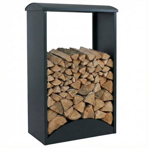 Brennholzlager HWC-P77, Kamin-/Feuerholzregal Holzlager Holzunterstand Outdoor Metall 160x98x50cm ~ grün