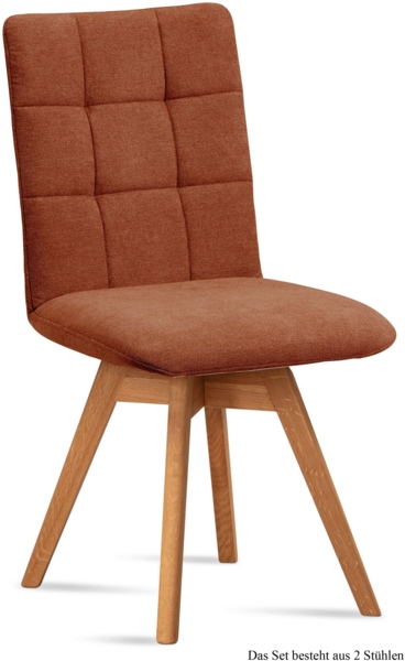 Esszimmerstuhl drehbar (2er-Set) Doria 47x91x60 Eiche geölt/Cognac