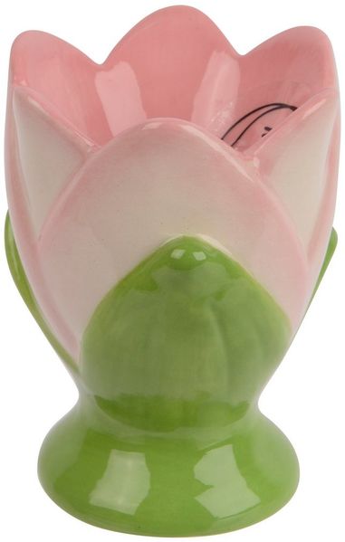 Decoris season decorations Eierbecher, Eierbecher Dolomit Keramik 5,5x7cm Tulpen Blütenform Rosa Grün