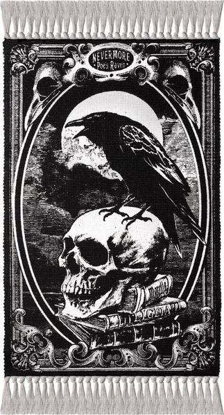 Figuren Shop GmbH Teppich Teppich Totenkopf - Poes Rabe - „Poes Raven – Nevermore“ - Alchemy, Höhe: 52 mm