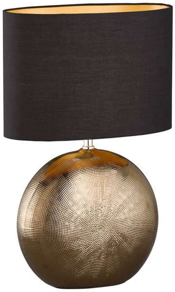 Fischer & Honsel 'Foro' Tischleuchte, Keramik bronze / Textil schwarz, 34x17x53cm, E27