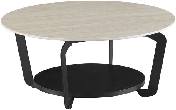 Couchtisch >David< in Travertin, schwarz, Keramik, Metall, MDF - 40x90cm (HxD)