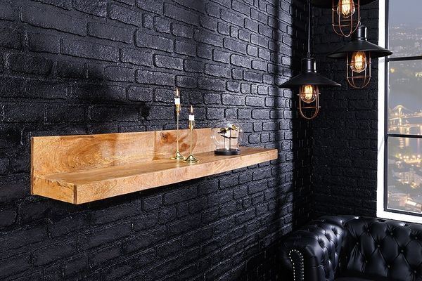 riess-ambiente Wandregal MAKASSAR 140cm natur, Einzelartikel 1-tlg, Wohnzimmer · Mango-Massivholz · handmade · Brett · lackiert · Design
