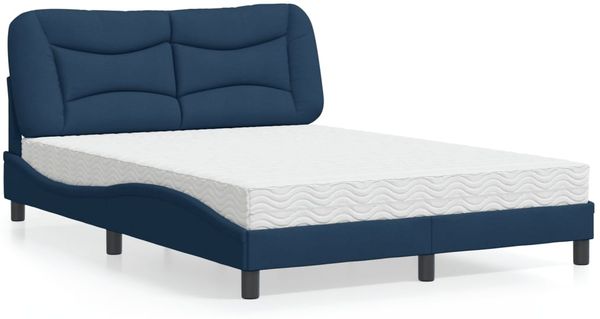vidaXL Bett mit Matratze "Hvar" Blau 140x190 cm Stoff 3208533
