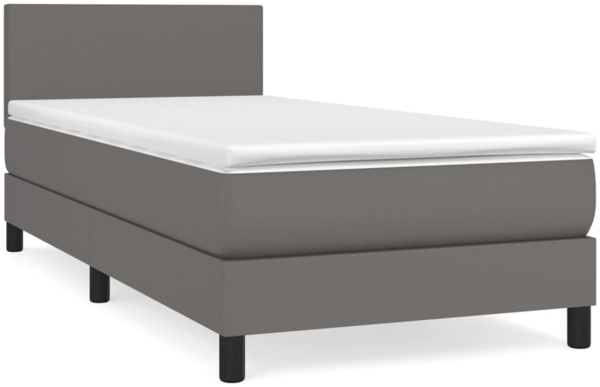 vidaXL Boxspringbett mit Matratze Grau 100x200 cm Kunstleder 3140991