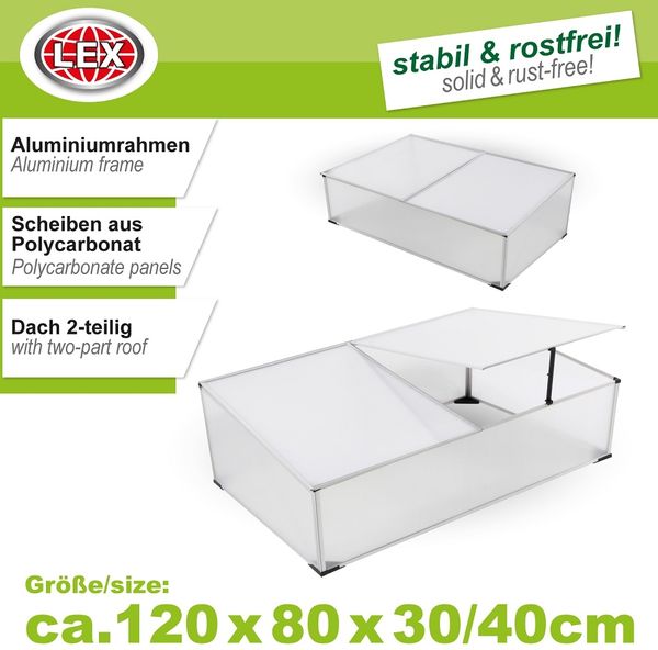 Frühbeet Gewächshaus Aluminium Frühbeetkasten Pflanzenhaus 120x80x40cm