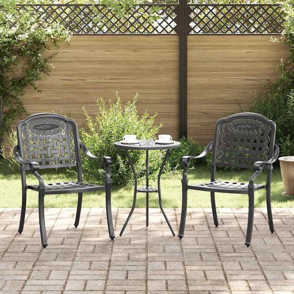 2er Set Gartenstuhl, Balkonstuhl Schwarz 55 x 56,5 x 91cm Aluminium