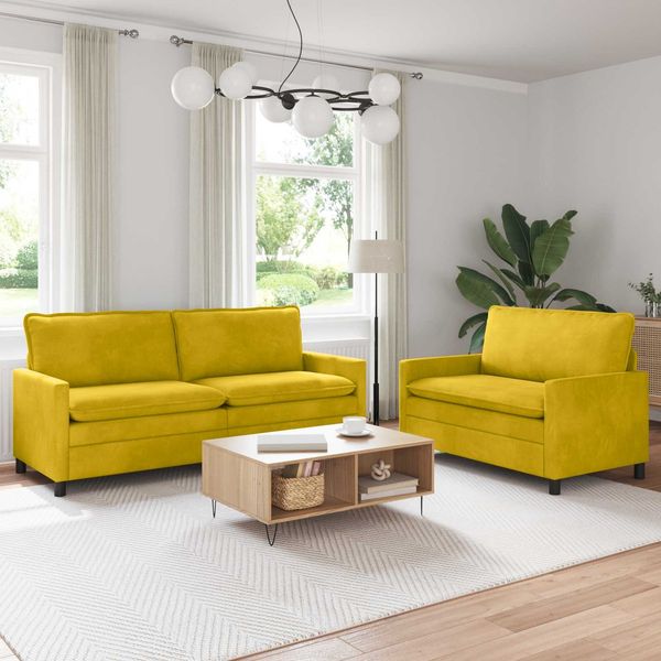 vidaXL Sofa Set 2 pcs Gelb Samt 3417133