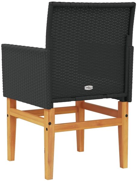 vidaXL Gartenstühle mit Kissen 2 Stk. Schwarz Poly Rattan Massivholz 368714 Bild 7