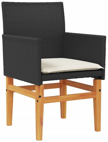 vidaXL Gartenstühle mit Kissen 2 Stk. Schwarz Poly Rattan Massivholz 368714 Bild 4
